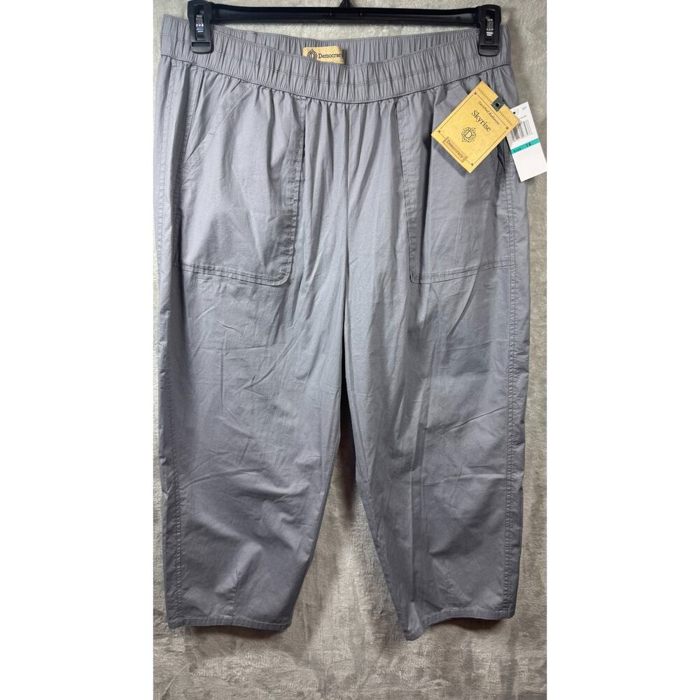 Democracy NEW Pants Women Sz 16 Gray SkyRise Pull-On Elastic Band Waist Stretch